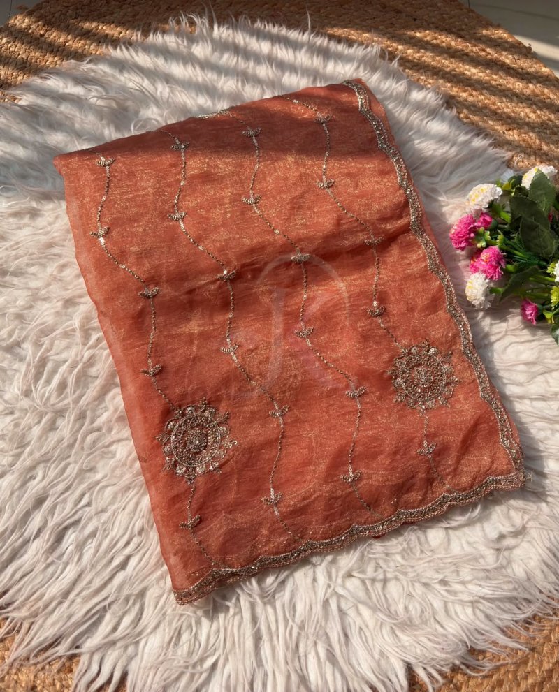 JK 471 Chiffon With Beautiful Bangali Work Saree